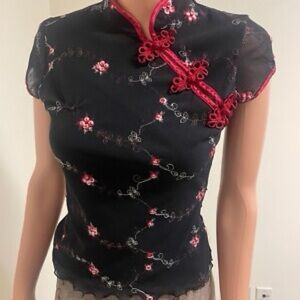 Asian Inspired "Qi-Pao" Forever 21 Vintage Floral Top